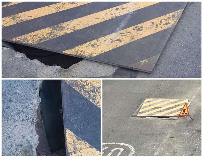 Imagen de la plancha y de la zanja que deja al descubierto cuando se desplaza/TA.